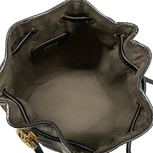 Auth FENDI Mon Tresor 8BS010 Brown Black Leather Handbag - Picture 13 of 16